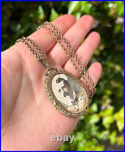 Rare Antique Victorian 9ct Solid Gold Double Sided Photo Locket With 9ct Chain