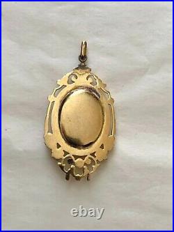 Rare Antique Victorian French Pendant Photo holder Gold plated w. Hallmark