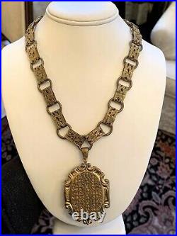 Rare Antique Victorian Gold Filled Book Chain Necklace Pendant Locket 1890's