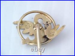 Rare Antique Victorian Solid 14k Gold & Diamond Dragon Stick Pin In Box
