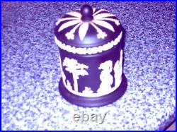 Rare Antique Wedgewood Jasperware dark brown jar with lid (a beautiful piece)