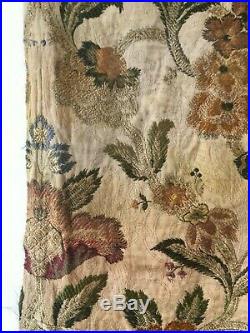 Rare Beautiful 19th C. French Woven Silk and Metallic Jacquard Fabric (3043)