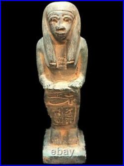 Rare Beautiful Ancient Egyptian Hieroglyphs Heavy Stone Statuette 300 Bc (24)