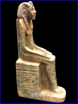 Rare Beautiful Ancient Egyptian Hieroglyphs Heavy Stone Statuette 300 Bc (6)