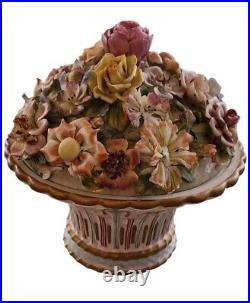 Rare! Beautiful Antique (1918) Italian Porcelain Flowers In Pot 6 Figurine