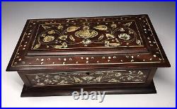 Rare & Beautiful Antique 19th Century Inlaid Floral Ceylon Wooden Box