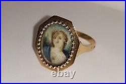 Rare, Beautiful, Antique French Napoleon III 18ct Gold Miniature Portrait Ring
