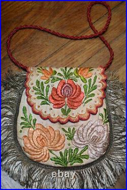 Rare Beautiful Antique Hungarian MATYO Purse / festive folk costume accessory