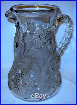 Rare & Beautiful Antique Millersburg Hobstar & Feather Pattern Crystal Pitcher