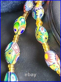 Rare Beautiful Antique Millifiori Italian Murano long necklace. C1890