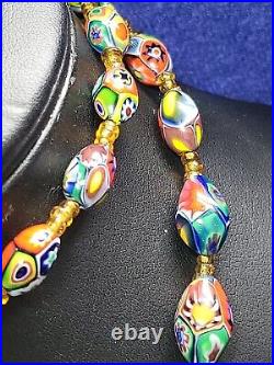 Rare Beautiful Antique Millifiori Italian Murano long necklace. C1890