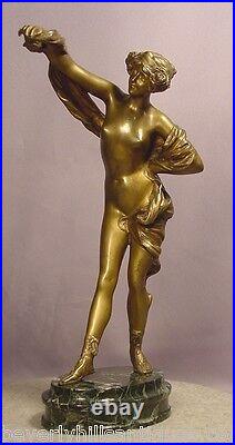 Rare Beautiful Antique Nude Lady Bronze Dancer Signed Philippe