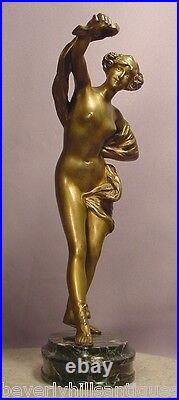 Rare Beautiful Antique Nude Lady Bronze Dancer Signed Philippe