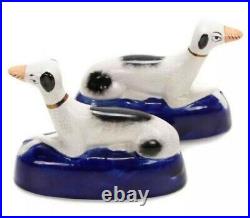 Rare Beautiful Antique Pair of English Inkwell Dogs Matching Dogs