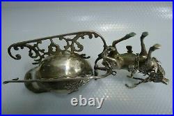 Rare Beautiful Antique Quite Large Silver 800 Reindeer and Carriage