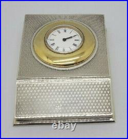 Rare Beautiful Antique Solid Silver Stamp Holder With Clock