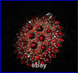 Rare Beautiful Antique Victorian Garnet Cluster Necklace with attachable Pendant