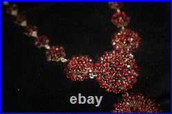 Rare Beautiful Antique Victorian Garnet Cluster Necklace with attachable Pendant