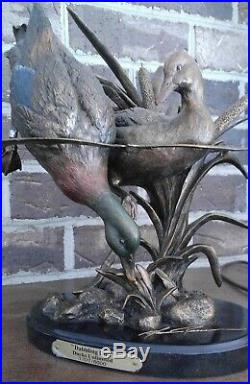 Rare Beautiful Bronze Dabbling Duo Ducks Unlimited 1707/5000 Statue Figurine