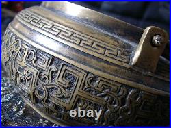 Rare Beautiful Burner Incense Perfume Heating Hand Bronze 942g Sign China