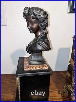 Rare Beautiful Claude Galle Paris French Mantel Clock Bust Marble Antique