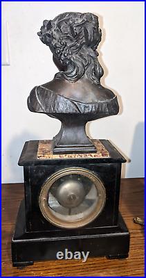 Rare Beautiful Claude Galle Paris French Mantel Clock Bust Marble Antique