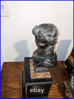 Rare Beautiful Claude Galle Paris French Mantel Clock Bust Marble Antique