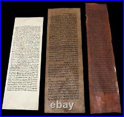 Rare Beautiful Collection 3 TORAH BIBLE VELLUM MANUSCRIPT FRAGMENTS/LEAFS JUDAIC