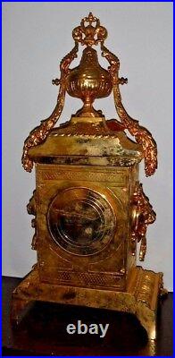 Rare Beautiful French Japy Frere Antique Gilt 8 Day Chime Clock Working