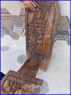 Rare Beautiful Handmade Hand carved Natural Walnut wood Chair Home Decor