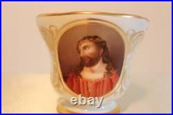 Rare & Beautiful Kpm Jesus Portrait Cup & Saucer Antique