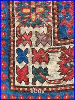 Rare Beautiful Large Hand Made Antique Caucasian Kazak Rug 214 X 142 Cm