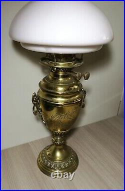 Rare Beautiful Large Victorian Art Nouveau Gilt & Brass Iron Oil Lamp H50cm