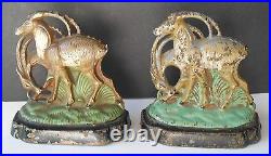 Rare Beautiful Pair Of Antique Hubley Ibex Cast Iron Bookends