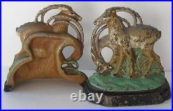 Rare Beautiful Pair Of Antique Hubley Ibex Cast Iron Bookends