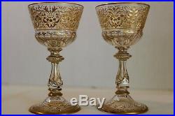 Rare & Beautiful Pair Of Moser Gold Glass Set 19th Century