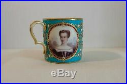 Rare & Beautiful Sevres Jeweled Portrait Cup & Saucer 19th Century