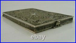 Rare Beautiful Solid Silver Filigree Card Case Georgian Victorian Antique