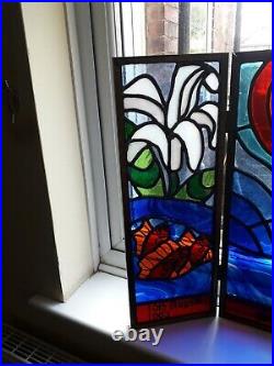 Rare Beautiful Stained Glass Screen 1960's
