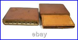 Rare Beautiful Victorian Hallmarked Brown Leather Criss Cross Design Card Case