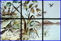 Rare Beautiful Victorian Painted Lakeland Birds English Stained Glass Window