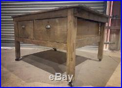 Rare Beautiful Victorian Pine Cornish Bakers Prep / Mill Table With Drawers