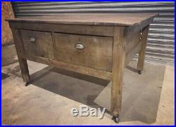 Rare Beautiful Victorian Pine Cornish Bakers Prep / Mill Table With Drawers
