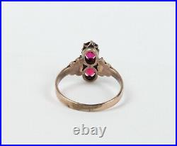 Rare Beautiful Victorian Ruby Seed Pearl 9K Rose Gold Ring