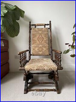 Rare Beautiful Vintage Antique American Sprung Rocking Bobbin Chair Mid 1800
