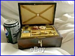 Rare Beautiful William IV Childs Sewing Jewellery Box, Complete. With Key