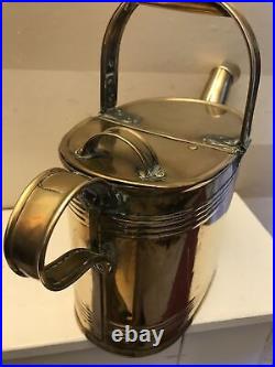 Rare Beautiful antique brass water can by Henry Loveridge Size 4 Few Dents