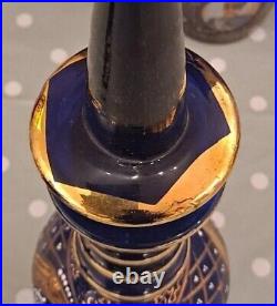 Rare Bohemian ANTIQUE Persian Cobalt CRYSTAL DECANTER Beautiful. VGC