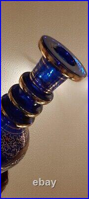 Rare Bohemian ANTIQUE Persian Cobalt CRYSTAL Poss Moser DECANTER Beautiful. VGC