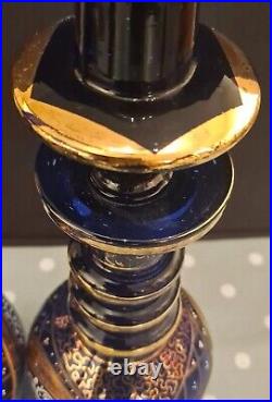 Rare Bohemian ANTIQUE Persian Cobalt CRYSTAL Poss Moser DECANTER Beautiful. VGC